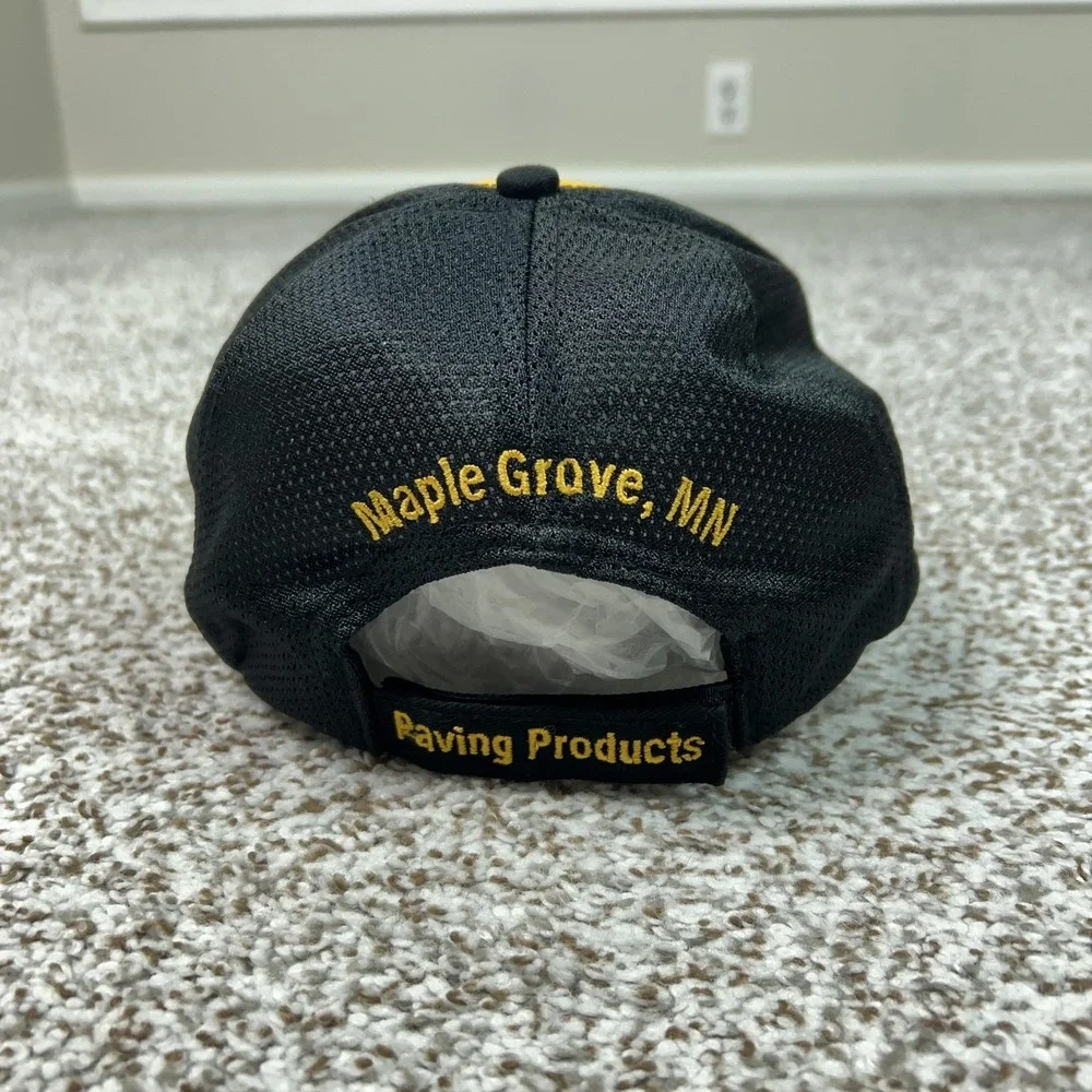 CAT Hat Cap Strap Back Black Yellow Mesh‎ Trucker VIP Mens Workwear Construction